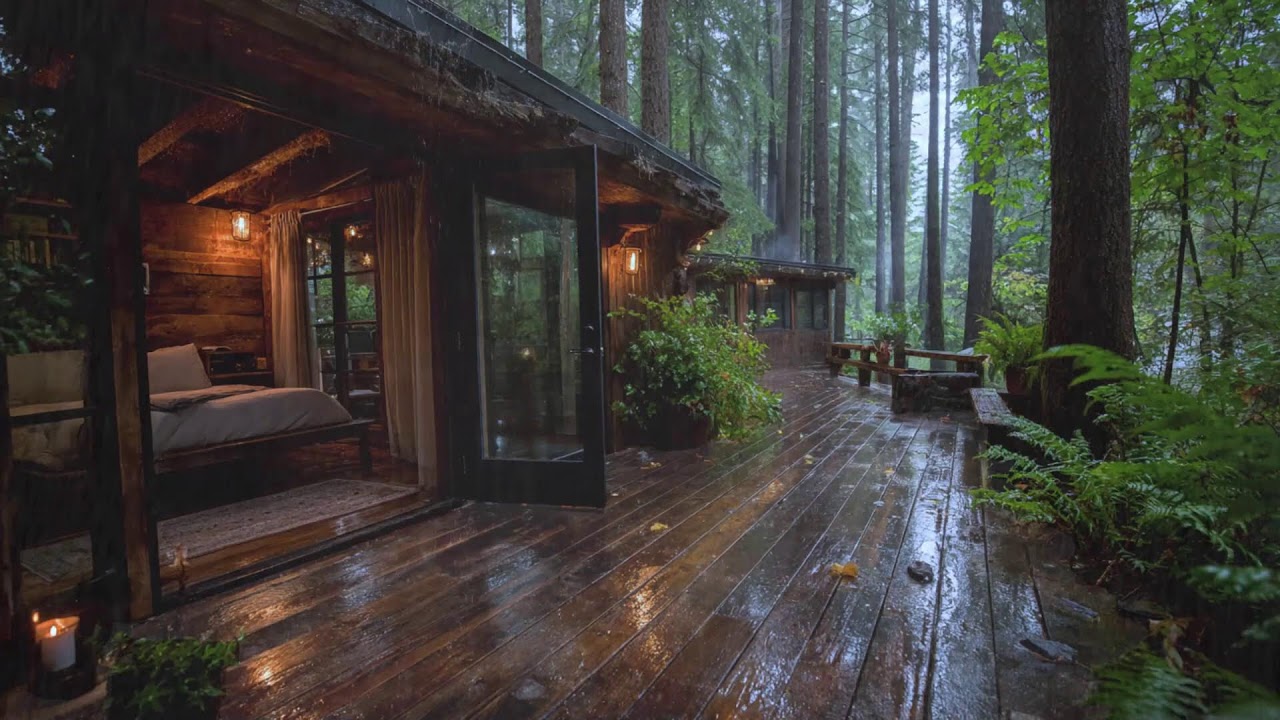 Peaceful Rain Sounds at a Cozy Wooden Cabin | Sleep Instantly & Reduce Anxiety