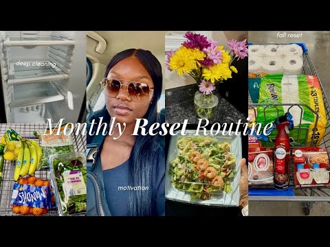 MONTHLY RESET | deep cleaning, grocery shop with me, being productive + preparing for fall🍂