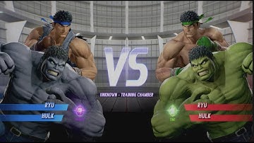 Grey Hulk and RYU vs Hulk and RYU - MARVEL VS. CAPCOM: INFINITE