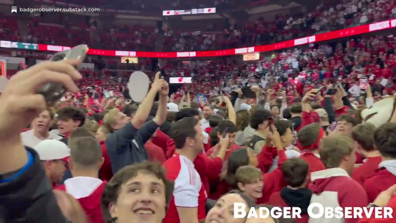 Watch Wisconsin basketball fans storm the court after Badgers' blowout of No. 10 Michigan State