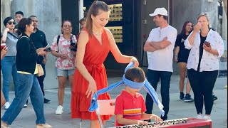 Challenge for 6 year old to play piano BLINDFOLD Wealth