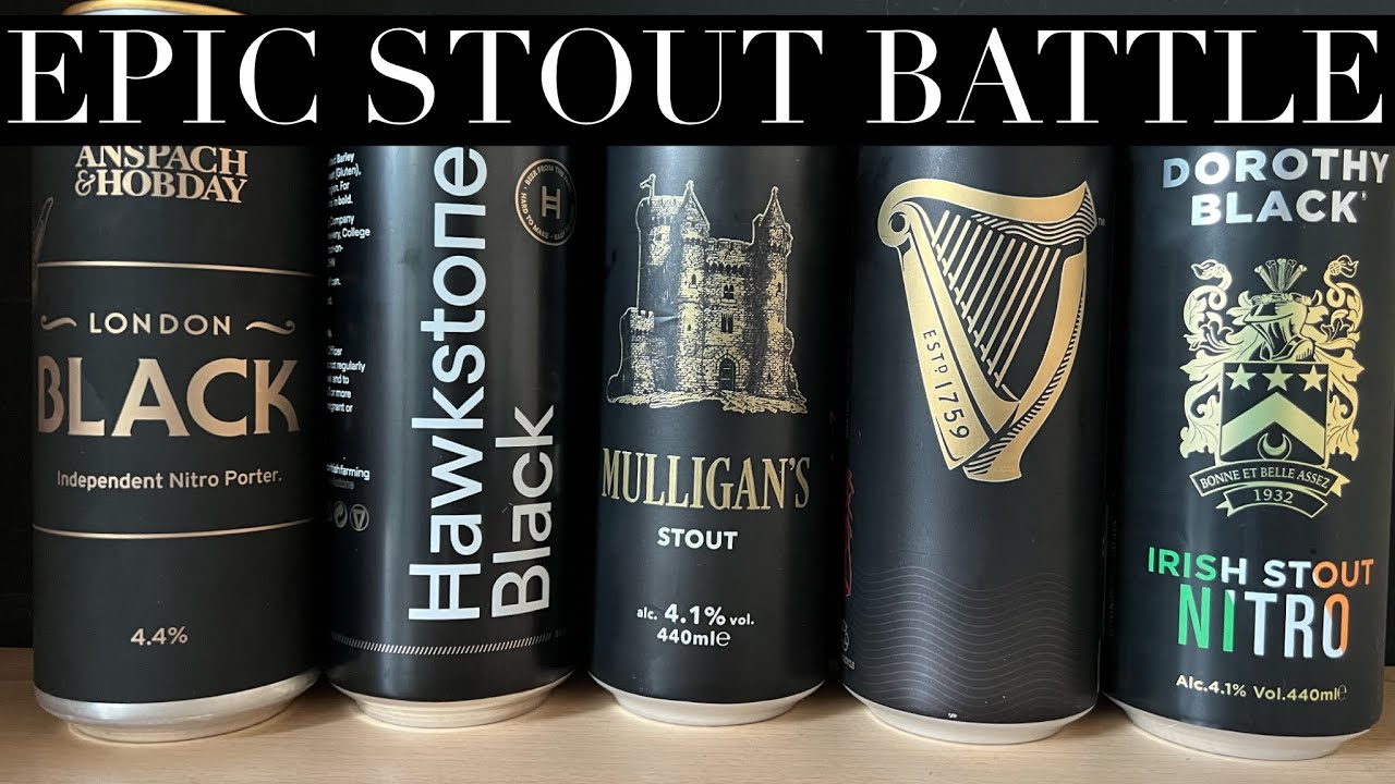 Hawkstone Black против London Black против Aldi Mulligans Stout против Home Bargains Dorothy Blac...