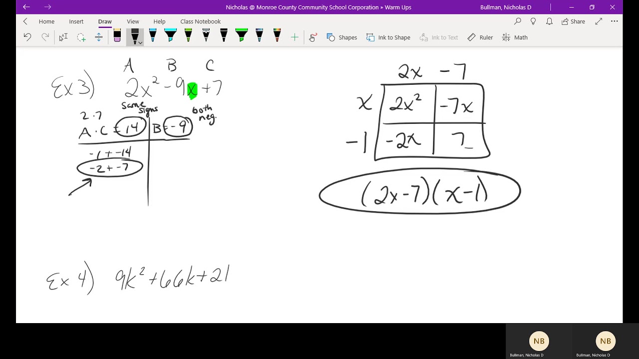 Quadratic Factoring When A Is Not 1
