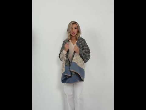 Шарф жіночий теплий кашеміровий бежевий, сірий, пастельні тони, осінній теплий шарф, зимовий теплий шарф, Lux серія, видео 1