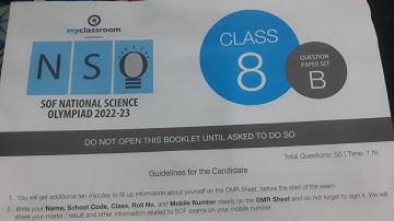 SOF NSO 2022 Class 8 Question paper || NSO 2022 questions paper || NSO previous year paper #nso