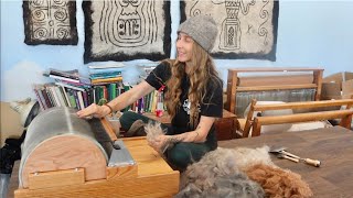 How to Card Alpaca Fiber! Motorized Brother Drum Carder Tutorial!