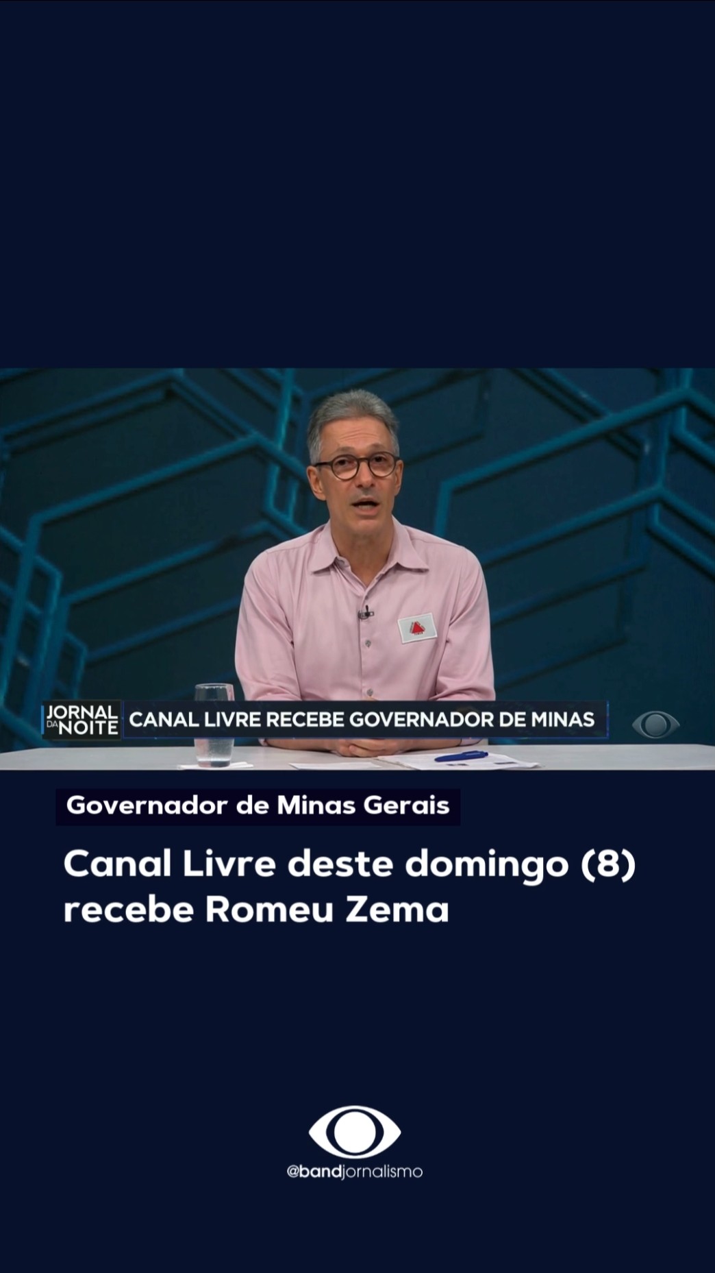 O governador de Minas Gerais, Romeu Zema, é o convidado do #CanalLivre deste domingo (8).