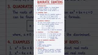 Quadratic Equations | Homework Help | Mathematics Project