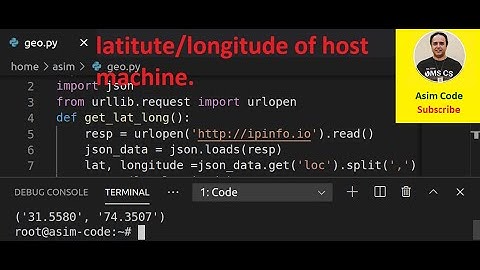 Python geo location latitute longitude of host machine