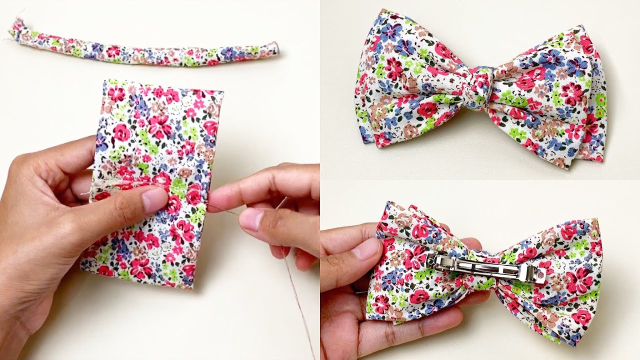Fabric Bow 🎀 DIY BOW HAIR CLIP. How To Sew Fabric Bow Tutorial. DIY