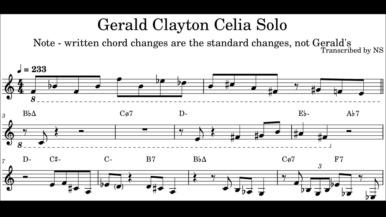 Gerald Clayton’s Solo on Celia (Powell) Transcription (free pdf in description)