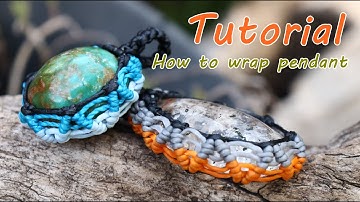 How to wrap a stone cabochon pendant with macrame technique easy tutorial /ถักกรอบจี้หิน มาคราเม่