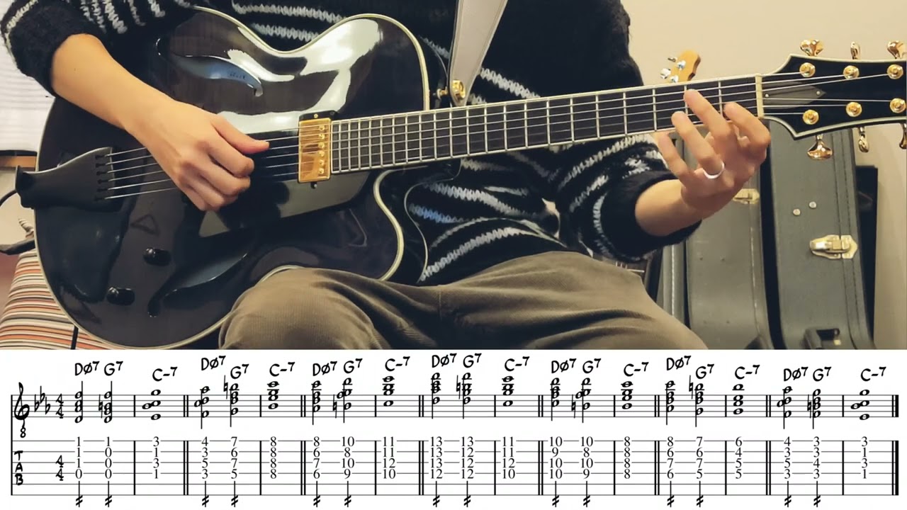 Drop 2 (4弦ルート)のII-V-Iパターン練習 | 7th Chord - YouTube