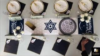 Passover Table Design Blue Star theme made by Eventshely. This table decoration sent to you in a box