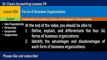 Lesson 006 - Forms of Business Organizations