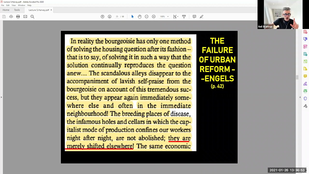 David Harvey on urbanization / spatial dialectics (CSP class at University of Chicago by N. Brenner)