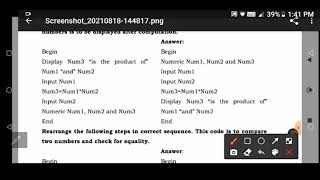Computer Ch-3 Algorithm and Flowchart chapter exaercises | Part-1