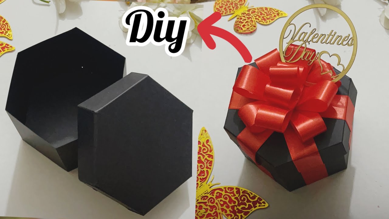 DIY || How to Make Empty Gift Box || Hexagon Box with chart Paper ...