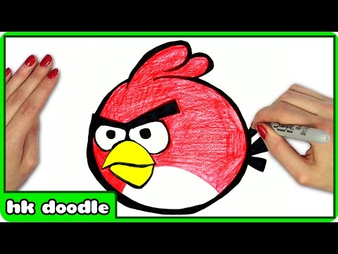 فيديو: كيفية رسم الطائر الأحمر من Angry Birds خطوة بخطوة