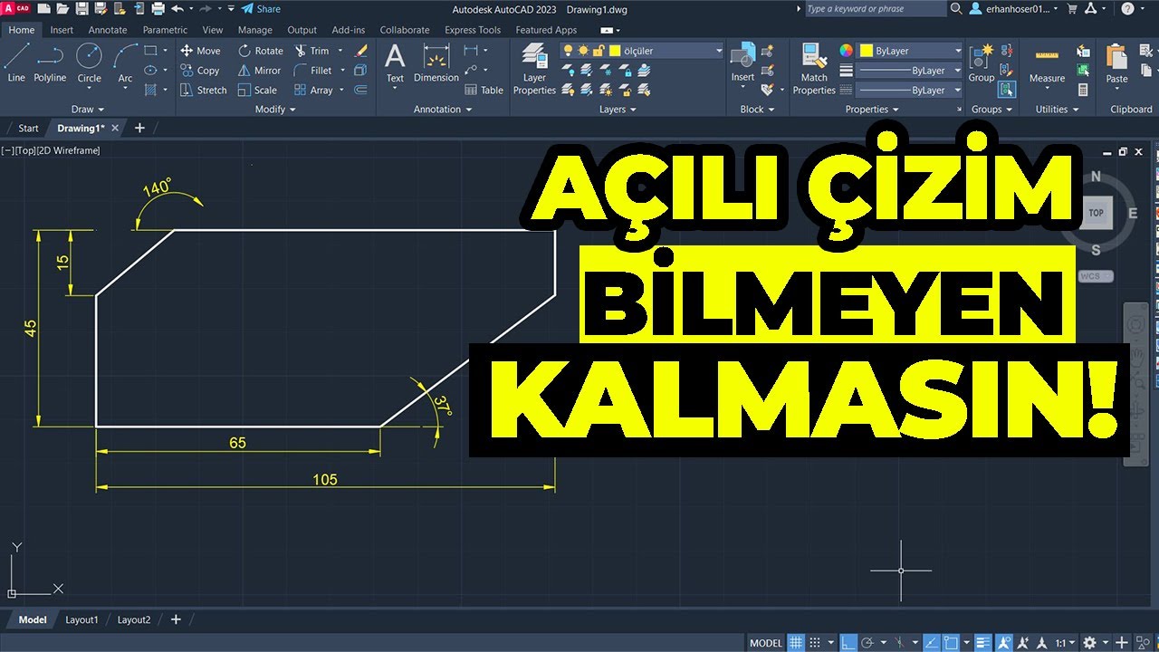 Sıfırdan Örneklerle AutoCAD - Açılı Çizim Nasıl Yapılır?| AutoCAD 2024