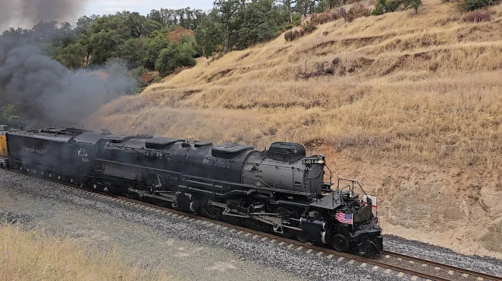 Union Pacific Big Boy #4014 Steam Train Climbs East Towards Donner Pass in Loomis, CA (7/14/24)