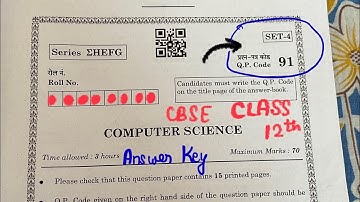 CBSE CLASS 12|COMPUTER SCIENCE |ANSWER KEY|BOARD SOLUTIONS|SET-4|2023|CODE-91|CS
