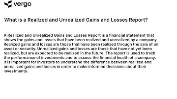 Realized & Unrealized Gains & Losses: A Report Explained