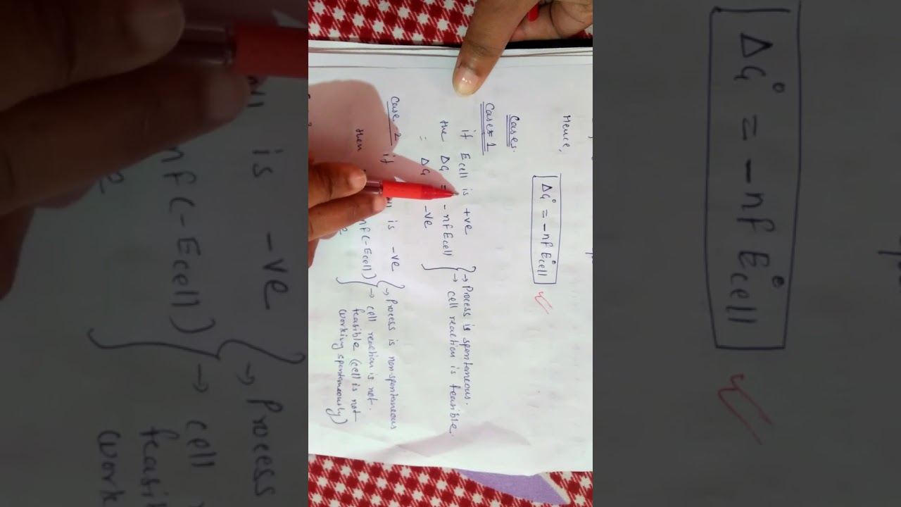 Free energy change and EMF of the cell