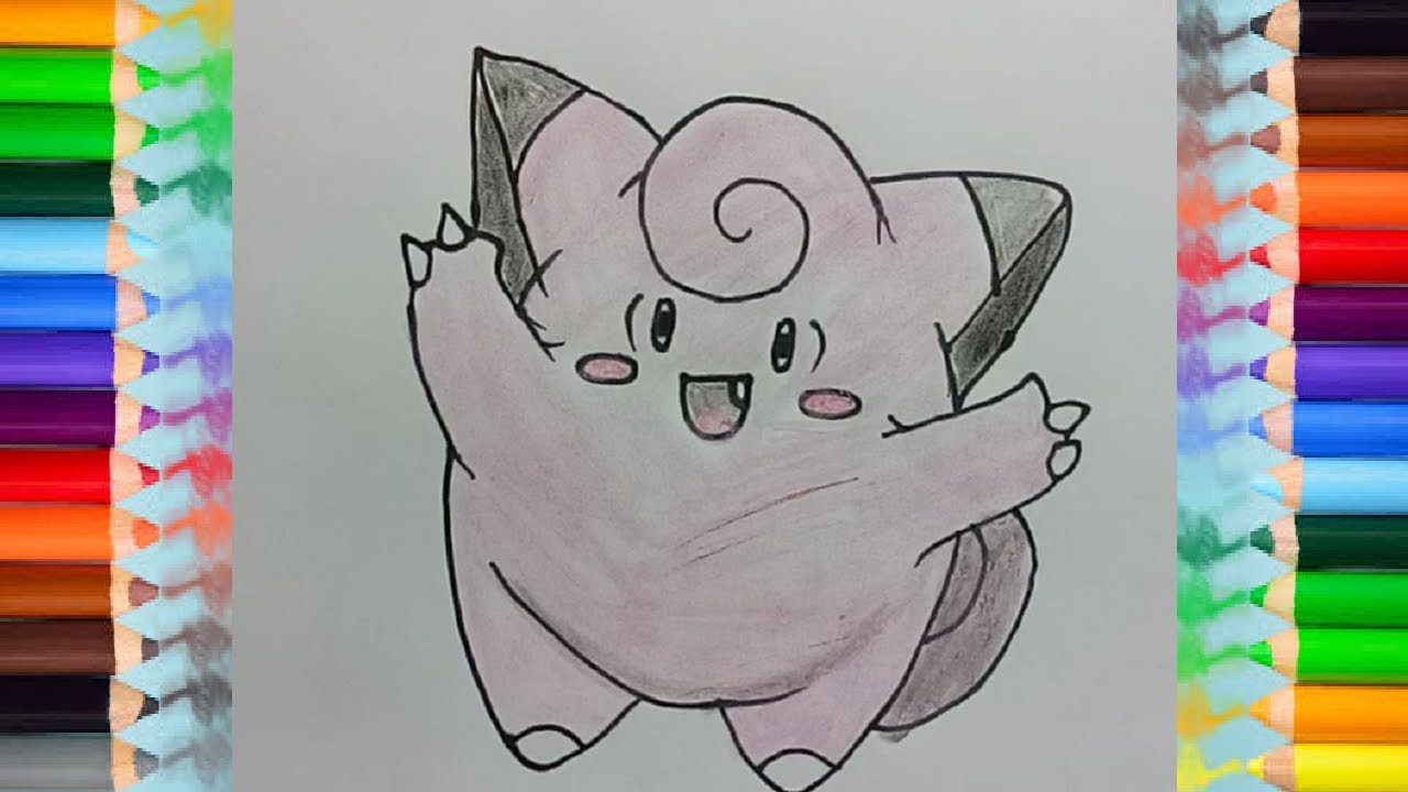 Pokemon drawing and coloring | How to draw Clefairy from Pokemon - YouTube