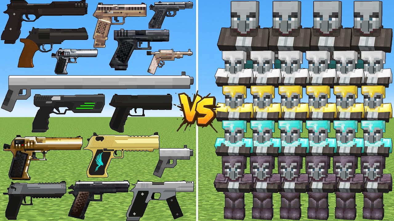 What TaCZ Pistol Gun Can Defeat The Most Pillager Mobs in Minecraft?
