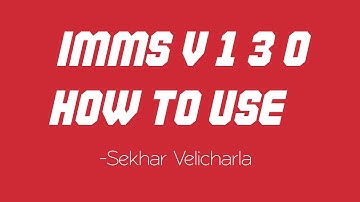 IMMS V 1.3.0 How to Use ??