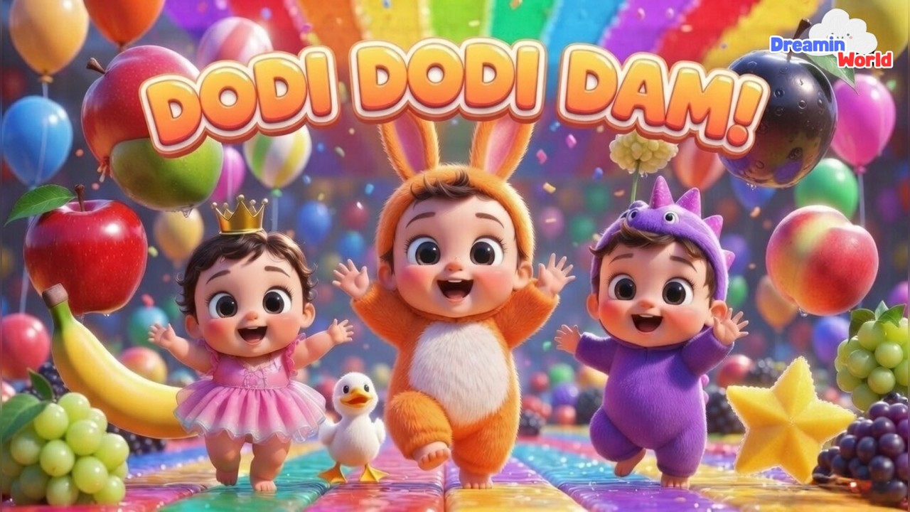DODI DODI DAM 🍓 Fruit Dance Party | Fun Kids Rhyme with All Fruits 🍌🍇 | DreaminWorld