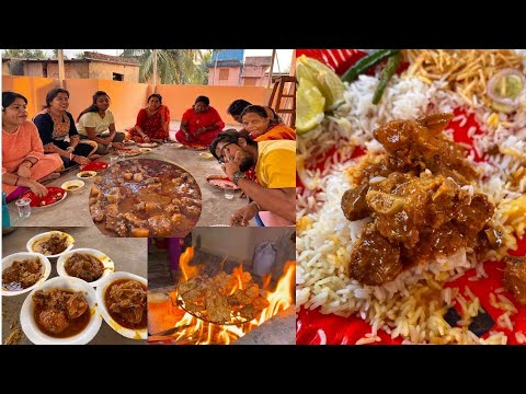 খাসীর মাংস গরম ভাত BBQ চিকেন দিয়ে ছাদে পিকনিক এ ভুরিভোজ