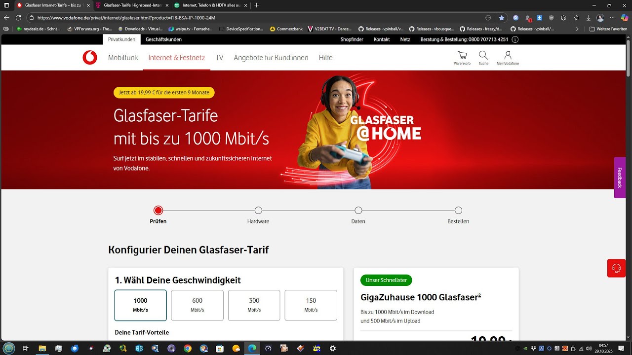 Vodafone senkt Preise für Glasfaser um 10€ und verbessert Upload Bandbreite