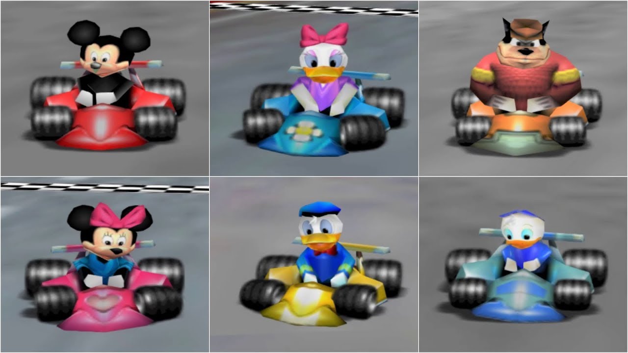 Mickey's Speedway USA - All Characters Race Gameplay Compilation