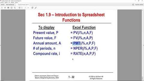 Engineering Economics - Spreadsheet Functions