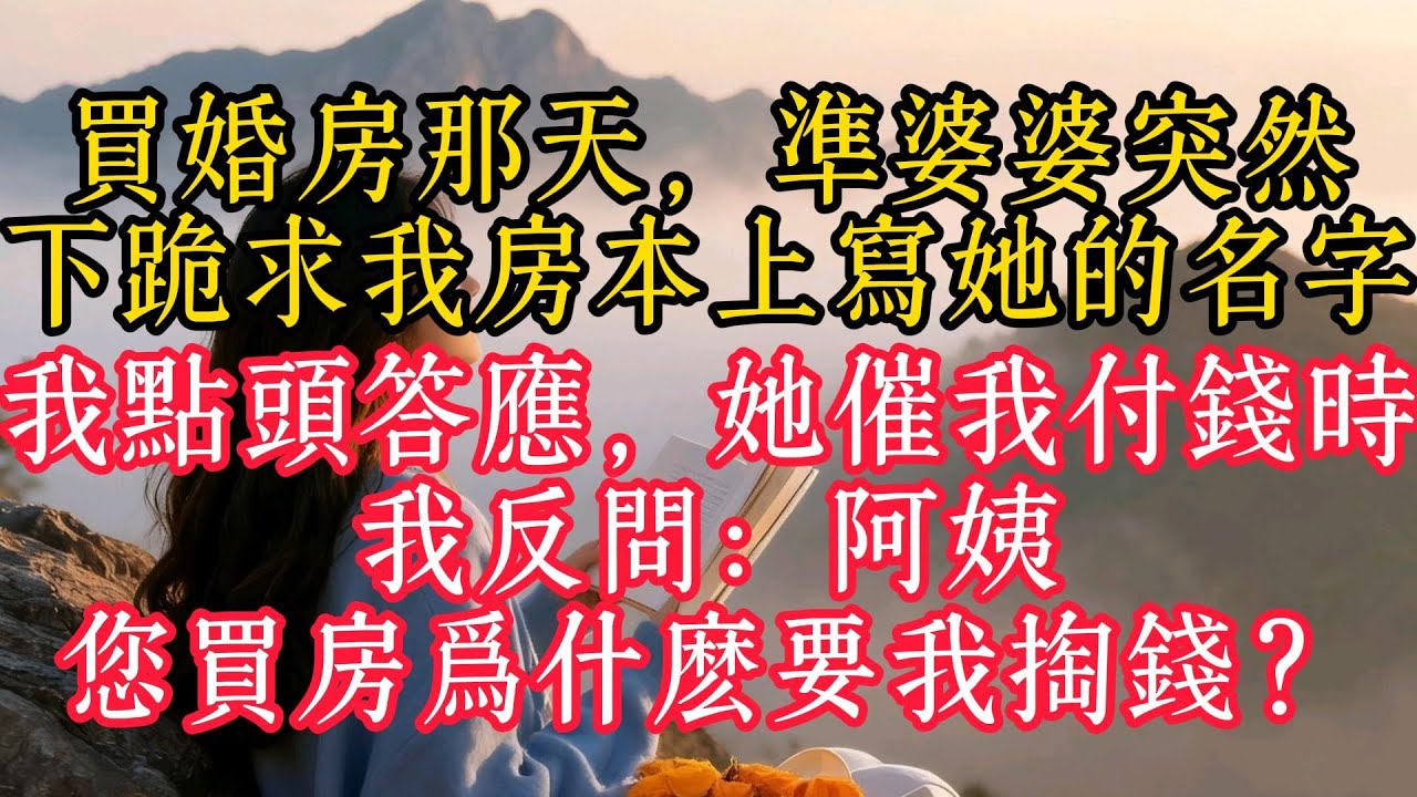 買婚房那天，準婆婆突然下跪求我房本上寫她的名字，我點頭答應，她催我付錢時我反問：阿姨，您買房為什麼要我掏錢？