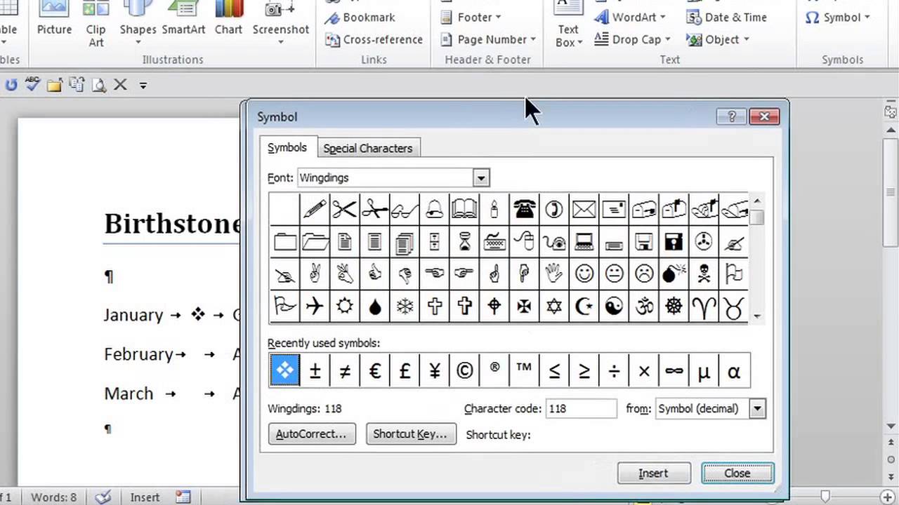 inserting bullets in word for mac