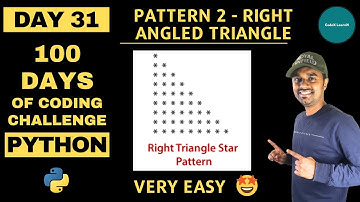 Day31/100|Pattern2 Right Angled Triangle|Python tutorials for beginners|100 days of Coding Challenge