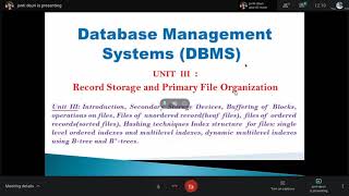 DBMS: Lecture #5 on Record Storage and Primary File Organisation