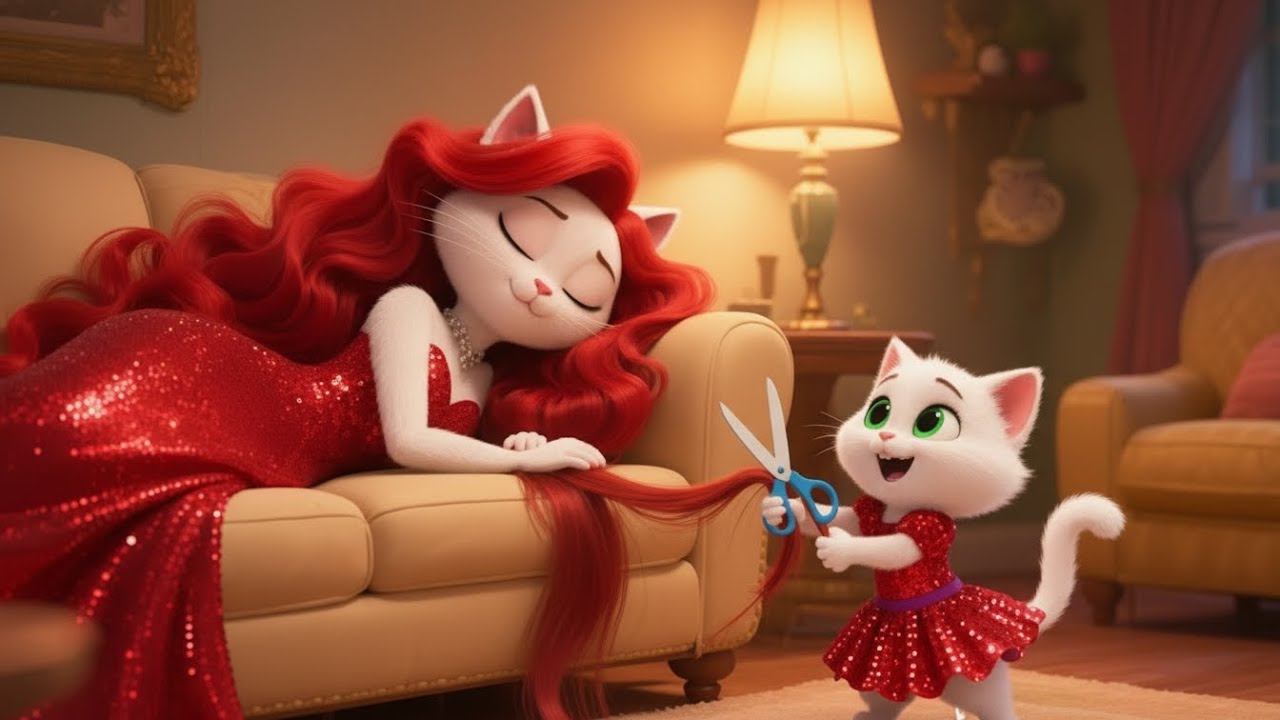 A mischievous kitten cuts its mother's hair to buy a teddy bear | The story of an AI cat 🐾✂️🧸