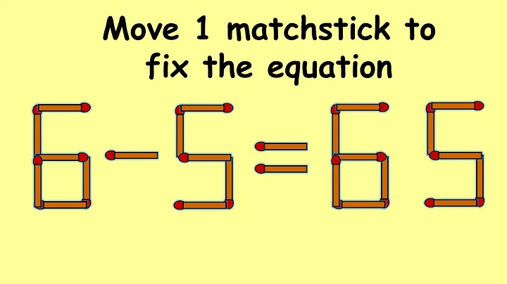 6-5=65 turn this wrong equation into correct | Match stick puzzle #211 | Puzzles with Answer