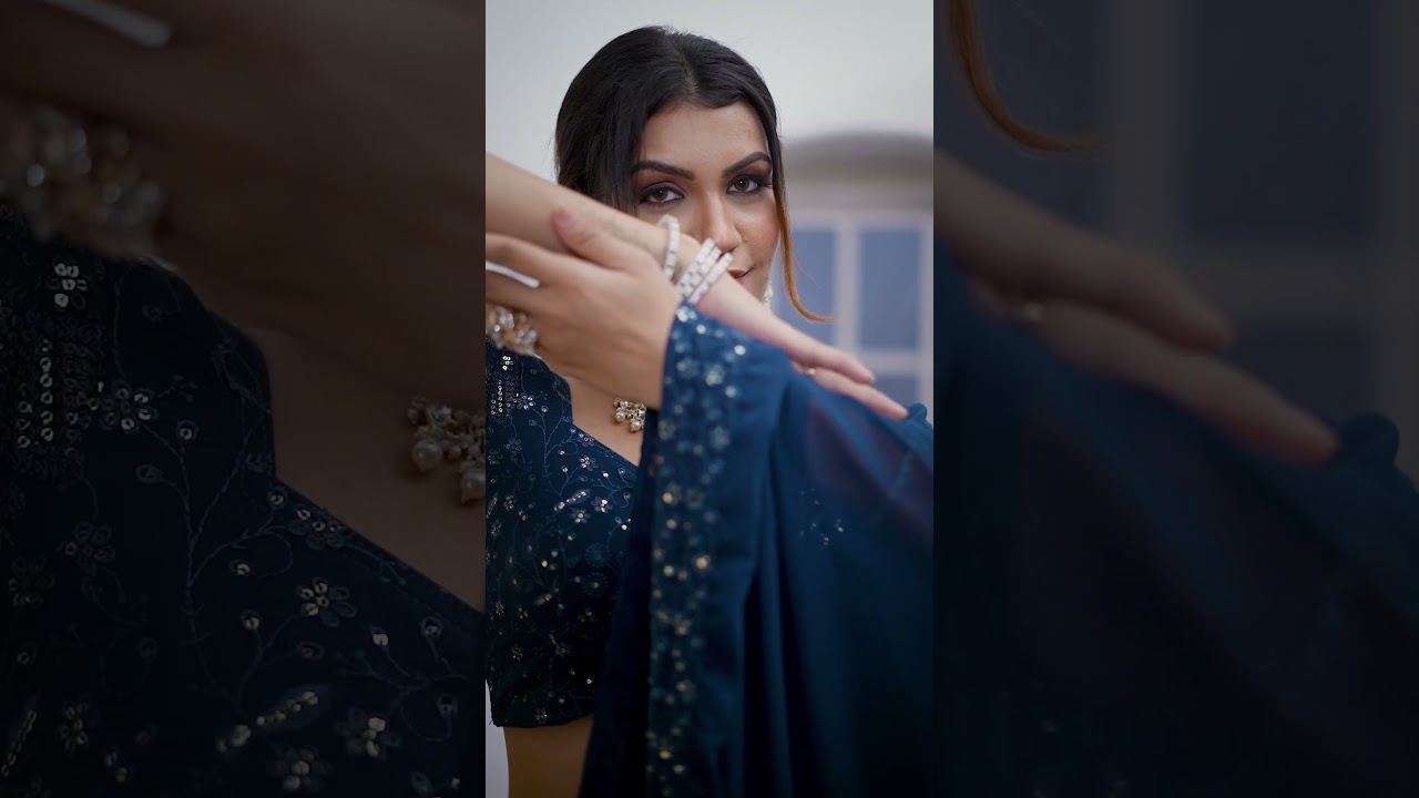 Deep Navy Blue Sequins Embroidered with Thread Work Lehenga – Faux Georgette Silk