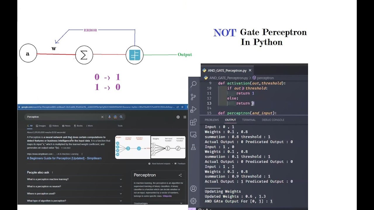 NOT Gate Perceptron with Python - YouTube