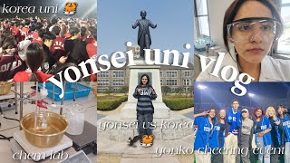 uni life at yonsei , yonko cheering event , lab classes and visiting yonsei uni shinchon campus