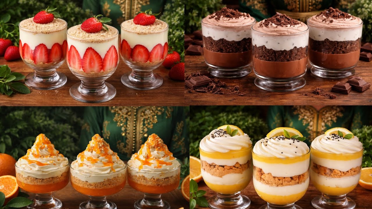 ￼ تحليات رمضان أربع اقتراحات ‏لإرضاء جميع الأذواق تحلية البرتقال تحلية الفراولة الشوكولاتة الليمون ا