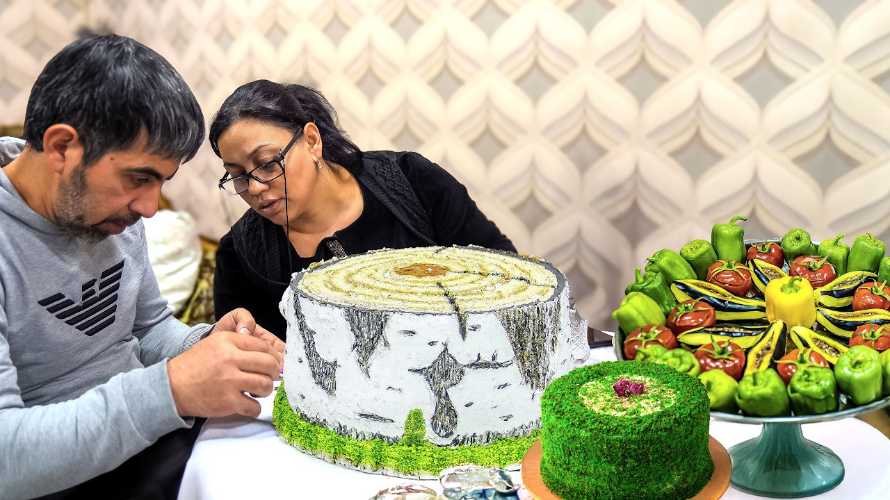 Dolma ירק מסורתי של אזרבייג'ן דולמה 3 אחות - מתאבן קרה - עוגת גדם ליבנה