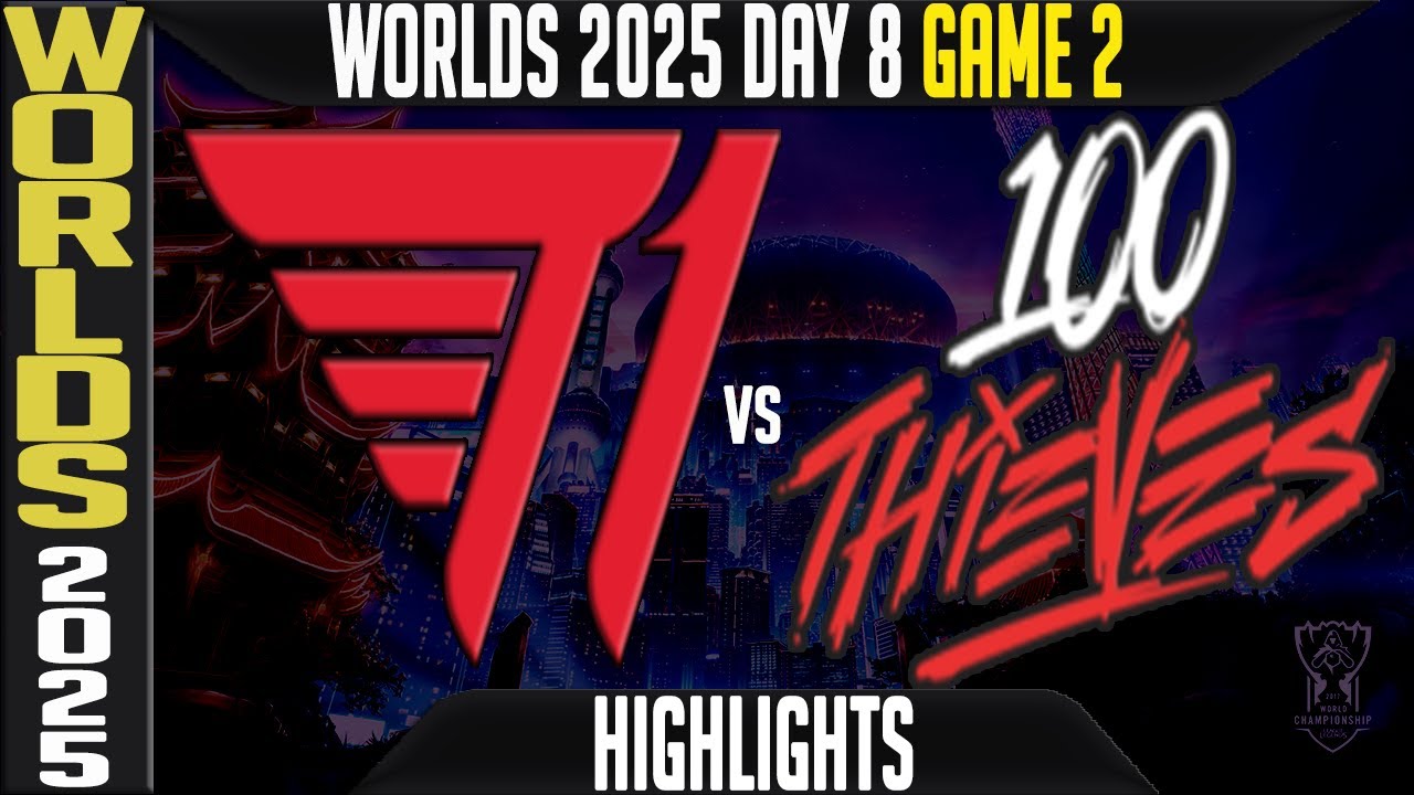 T1 vs 100T Highlights Game 2 | Worlds 2025 Day 8 Swiss Stage | T1 vs 100 Thieves G2