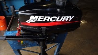 6M5413 Used 2005 Mercury 2.5MH 2.5HP 2-Stroke Tiller Outboard Boat Motor 15" Shaft