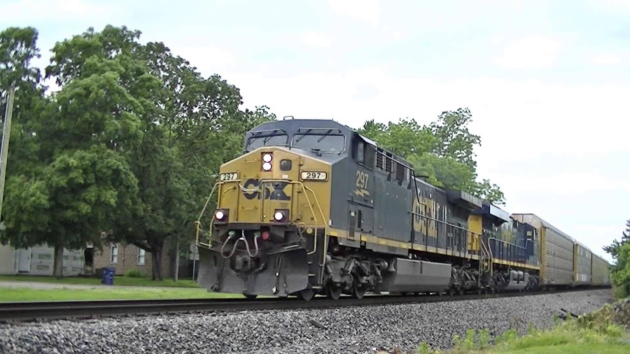 CSXT 297 & Brand New ES44AH CSXT 3103 leads Q247-10 on the old B&O ...